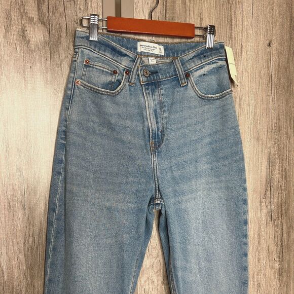 Abercrombie Fitch Jeans 25 Cross Button 90s Slim Straight Ultra High Rise - Picture 8 of 8